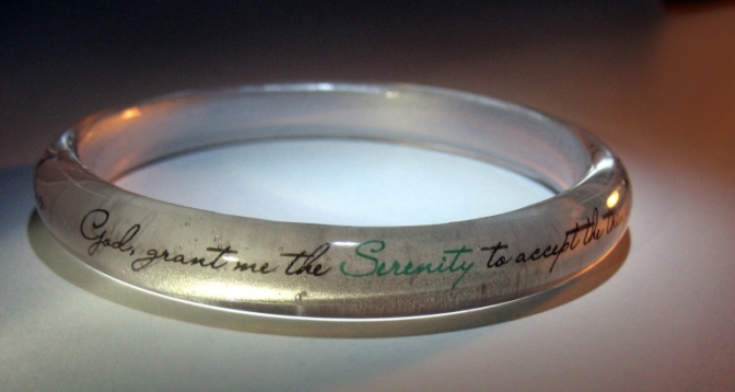 Clear Resin Serenity Bangle with Silver-toned Guilding